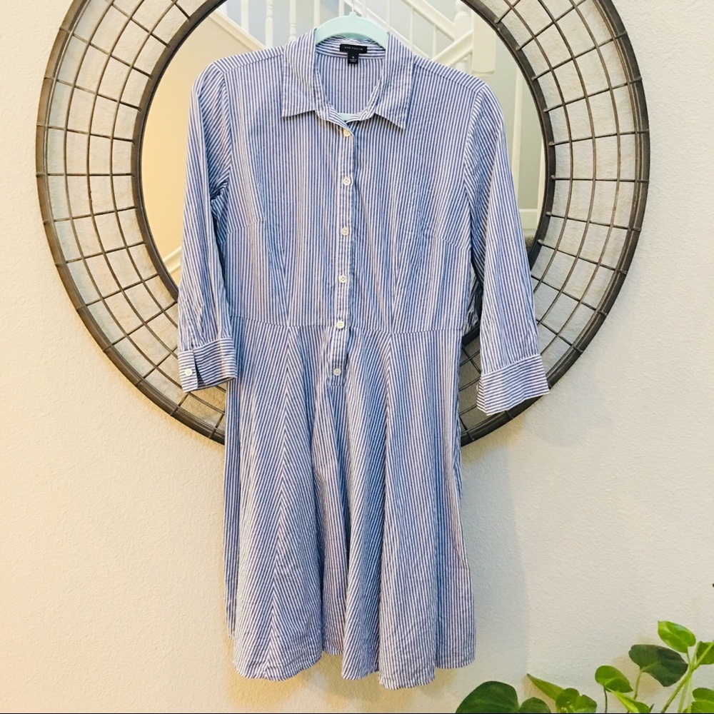 Ann Taylor Fit & Flare cotton stripped dress size4